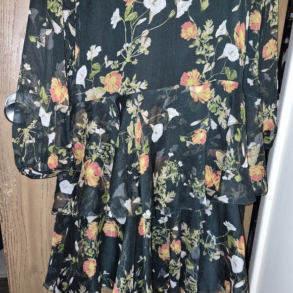 Lauren Ralph Lauren Floral Georgette Sheer Ruffles Green Dress Size 14 New - Picture 4 of 9